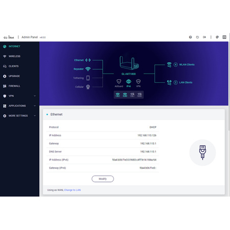 Router mini Wi-Fi 5 VPN GL.iNet Opal GL-SFT1200