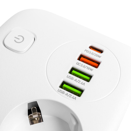 2x power strip 4xUSB USB-C PD QC charger