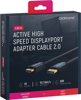 CLICKTRONIC Kabel DisplayPort DP - HDMI 2.0 4K 3m