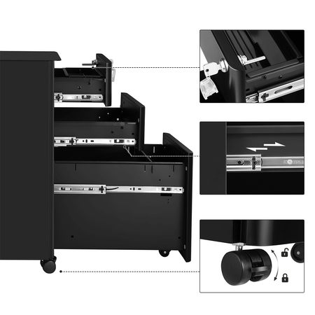 Zestaw do nowoczesnego biura: biurko elektryczne + fotel + szafka czarny