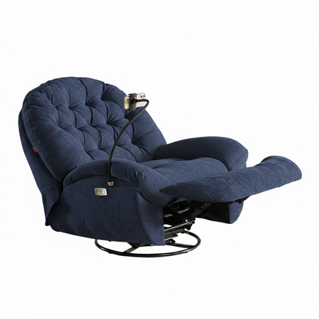Fotel elektrycznie regulowany Spacetronik Flax 04 relaksacyjny bujany granatowy
