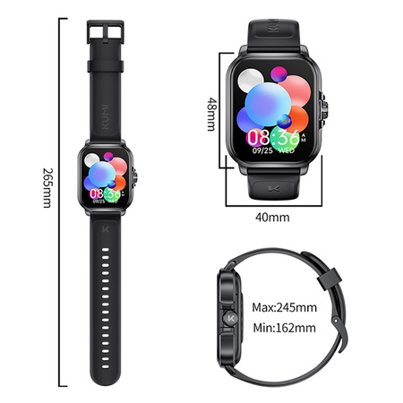 Smartwatch Kumi KU7 Meta 90 trybów 40 mm Szary