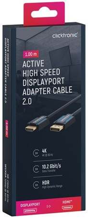 CLICKTRONIC DisplayPort DP - HDMI 2.0 4K kábel 1m