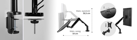 Uchwyt monitora Spacetronik SPA-G161 black