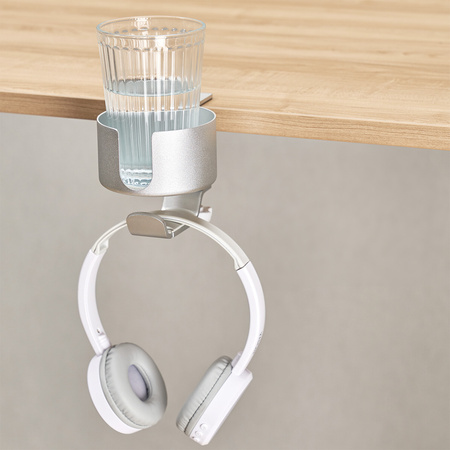 Uchwyt do biurka - słuchawki, kubek SPB-024 Czarny