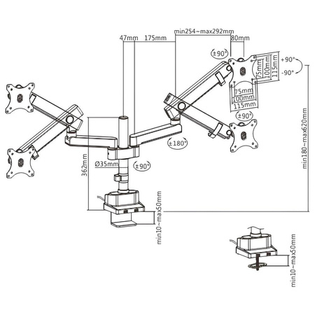 Držák pro dva monitory Spacetronik SPA-H120