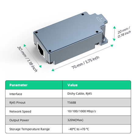 Starlink to RJ cable converter Spacetronik SP-LC35