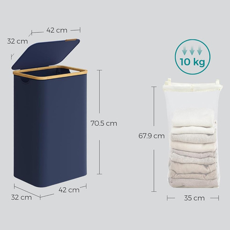 Kosz na pranie 90L 1 komorowy niebieski