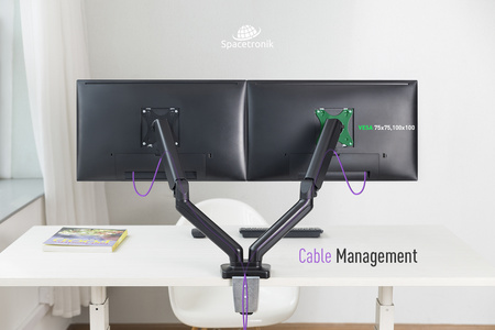 Uchwyt gazowy na dwa monitory Spacetronik SPA-G120