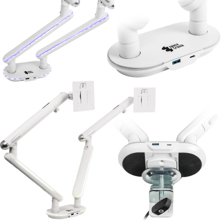 Podwójne Ramię do Monitora SPAF120LUW Białe