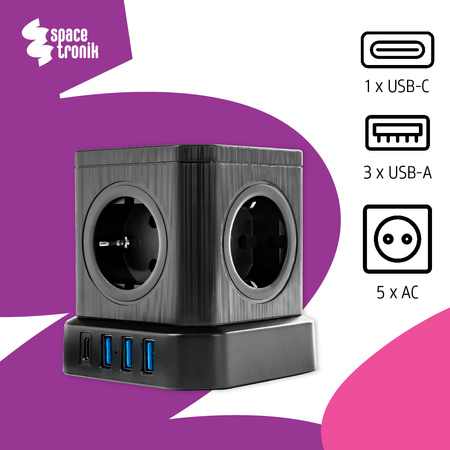 Steckdosenleiste 5xAC 3xUSB 1xUSB-C SPS-C02B