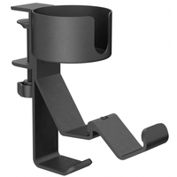 Boczny organizer do biurka na zacisk z uchwytem na kubek czarny