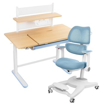 Zestaw dla dziecka regulowane biurko 112×60 z półką + ergonomiczne krzesło Spacetronik XD