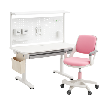 Zestaw Spacetronik: biurko regulowane 100×60  + krzesło dziecięce z podnóżkiem + nadstawka z pegboardem