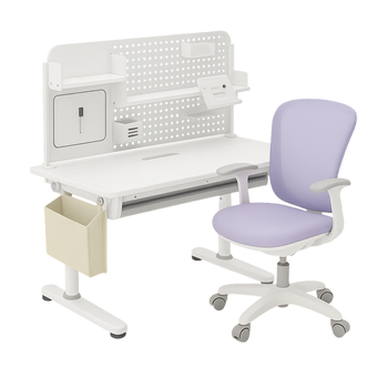 Zestaw Spacetronik: biurko regulowane 100×60  + krzesło dziecięce z podnóżkiem + nadstawka z pegboardem