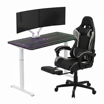 Zestaw gamingowy Spacetronik biurko elektryczne RGB uchwyt fotel 136x66