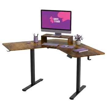 Biurko narożne regulowane SPEL112BR  Spacetronik 120x50 cm ciemne drewno