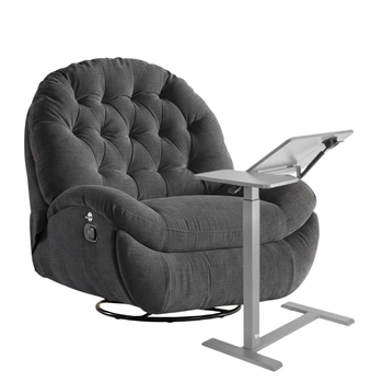 Zestaw wypoczynkowy fotel Spacetronik Flax 04M szary + stolik regulowany BUDDY