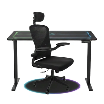 Zestaw gamingowy RGB biurko elektryczne fotel ARON mata RGB