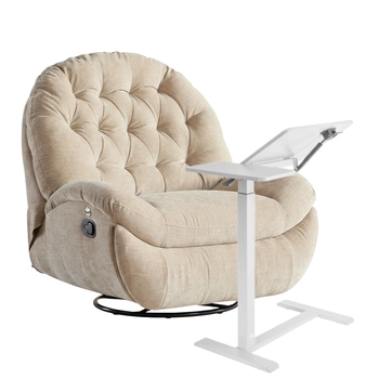 Zestaw wypoczynkowy fotel Spacetronik Flax 04M beżowy + stolik regulowany BUDDY