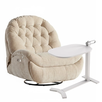 Zestaw wypoczynkowy fotel elektryczny Spacetronik Flax 04M beżowy + stolik regulowany