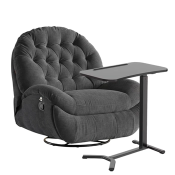 Zestaw wypoczynkowy fotel Spacetronik Flax 04M szary + stolik regulowany BUDDY