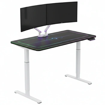 Gamingowe stanowisko Spacetronik RGB z elektryczną regulacją wysokości 136x66