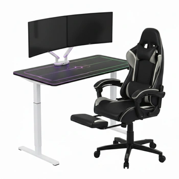 Zestaw gamingowy Spacetronik biurko elektryczne RGB uchwyt fotel 136x66