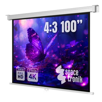 Ekran projekcyjny zwijany ręcznie 100" 4:3 biały