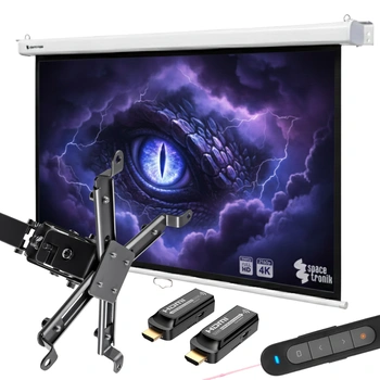 Zestaw ekran reczny uchwyt transmiter HDMI pilot prezentacyjny