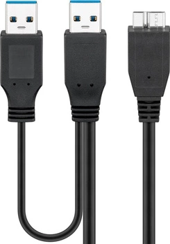 Kabel USB 3.0 x2 - micro-B do dysków Goobay 0.3m