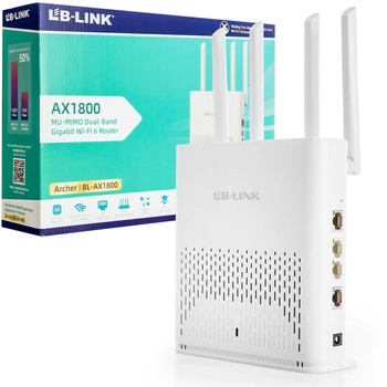 LB-Link AX1800 Wi-Fi 6 dvojpásmový LAN router s rýchlosťou 1 Gb/s